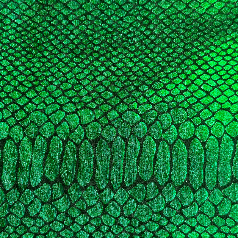 4 Way Stretch Nylon  Spandex Fabric   Fever Snake |Spandex Palace Green Green