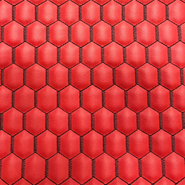 Honeycomb Hexagon Quilted Foam Backed Faux Leather Vinyl Fabric