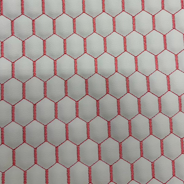Honeycomb Hexagon Quilted Foam Backed Faux Leather Vinyl Fabric
