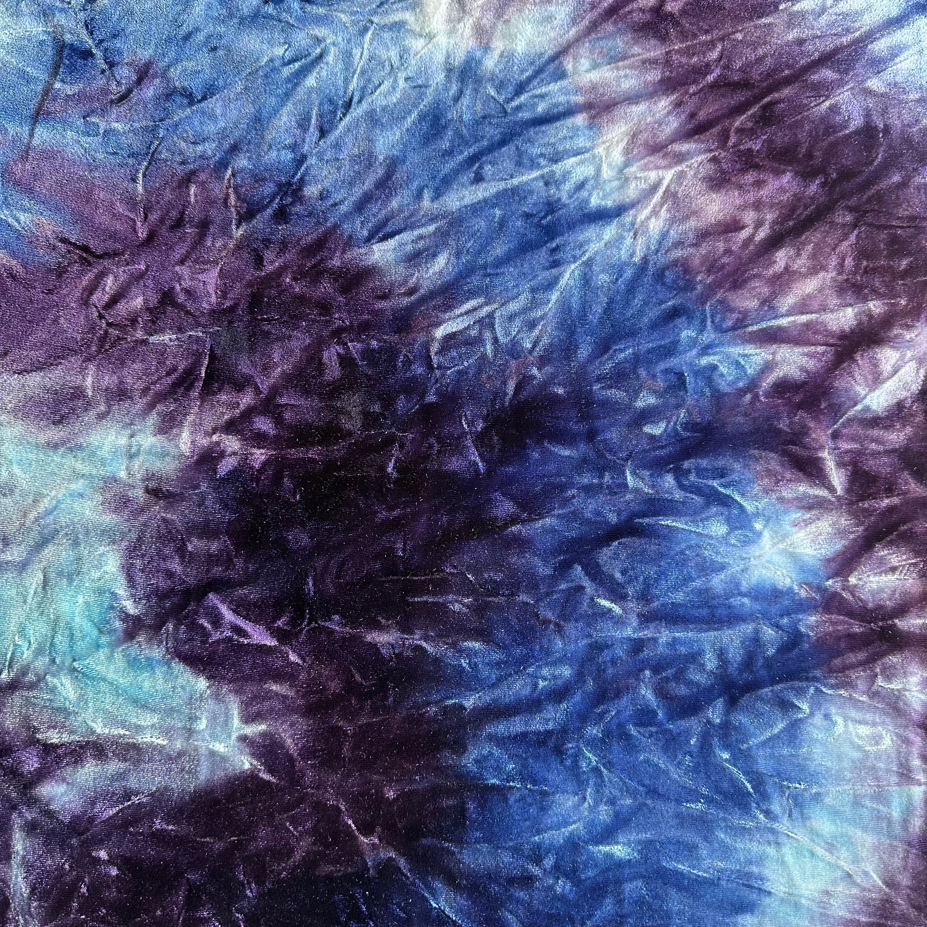 Stretch Polyester Spandex Tie Dye Velvet | Spandex Palace Purple Blue