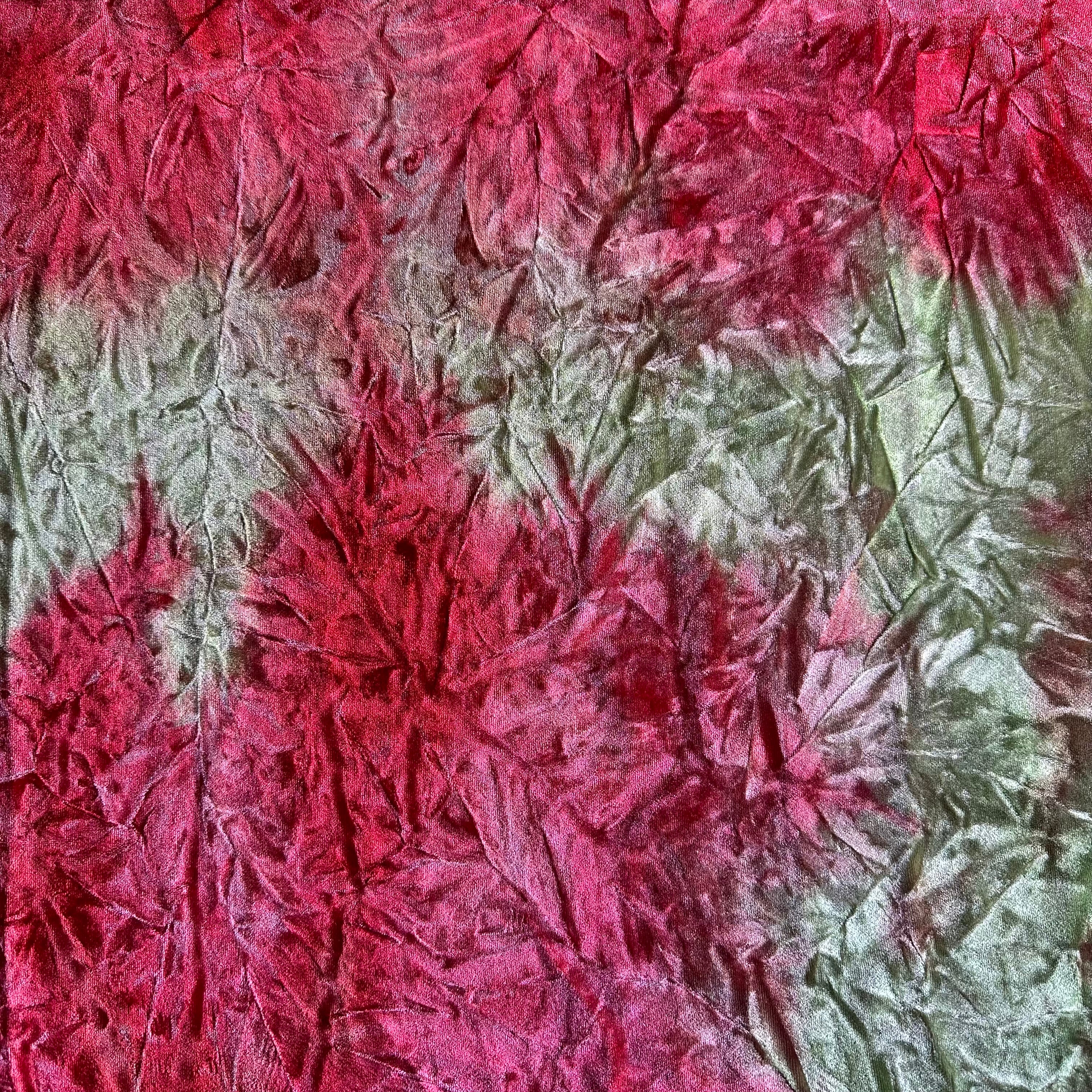 Stretch Polyester Spandex Tie Dye Velvet | Spandex Palace Red Brown