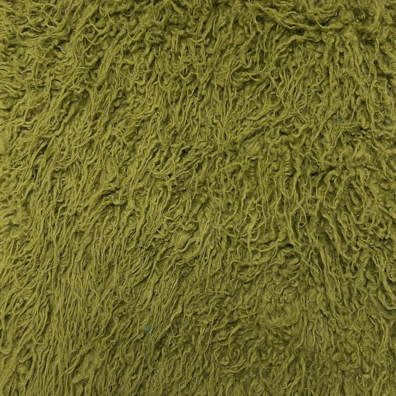 Olive Green Alpaca Long Pile Curly Faux Fur Fabric