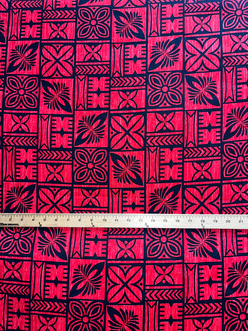 Traditional Polynesian Tapa Pattern Fabric | Cotton  |  Spandex Palace