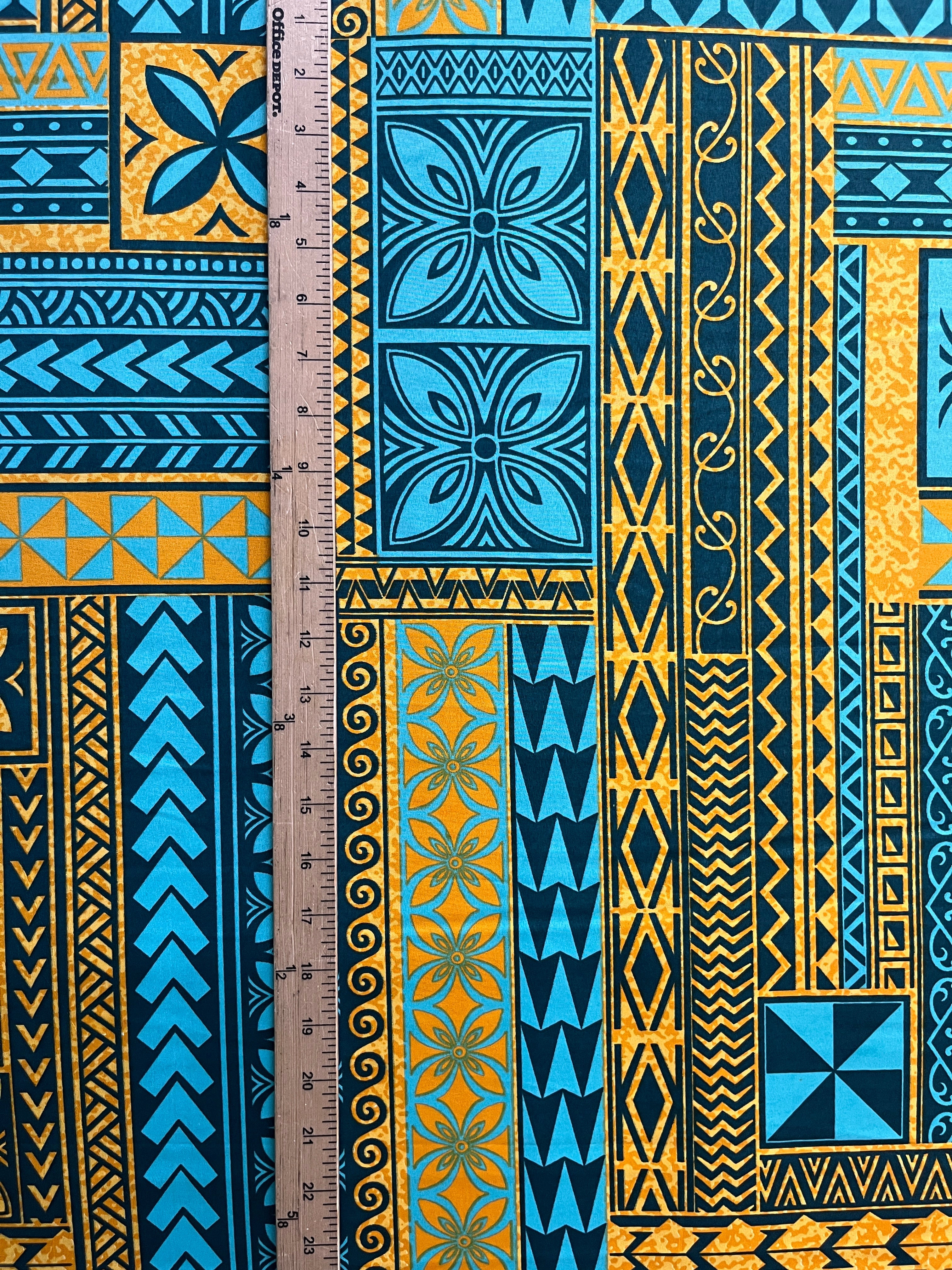 Polynesian Geometric Symmetrical design Peachskin Fabric | Islands Fabric