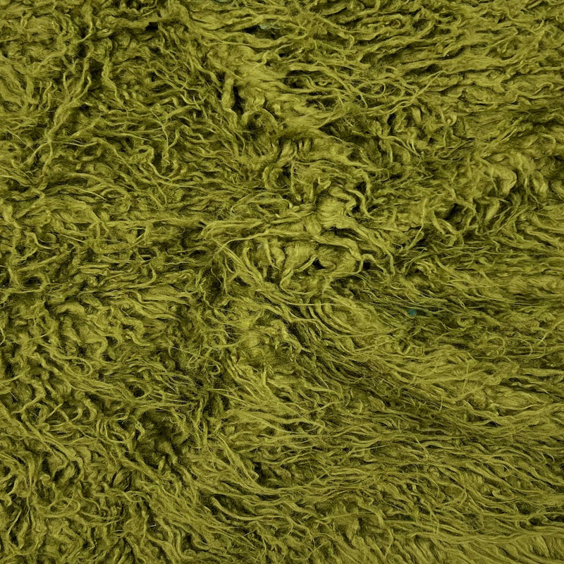 Olive Green Alpaca Long Pile Curly Faux Fur Fabric