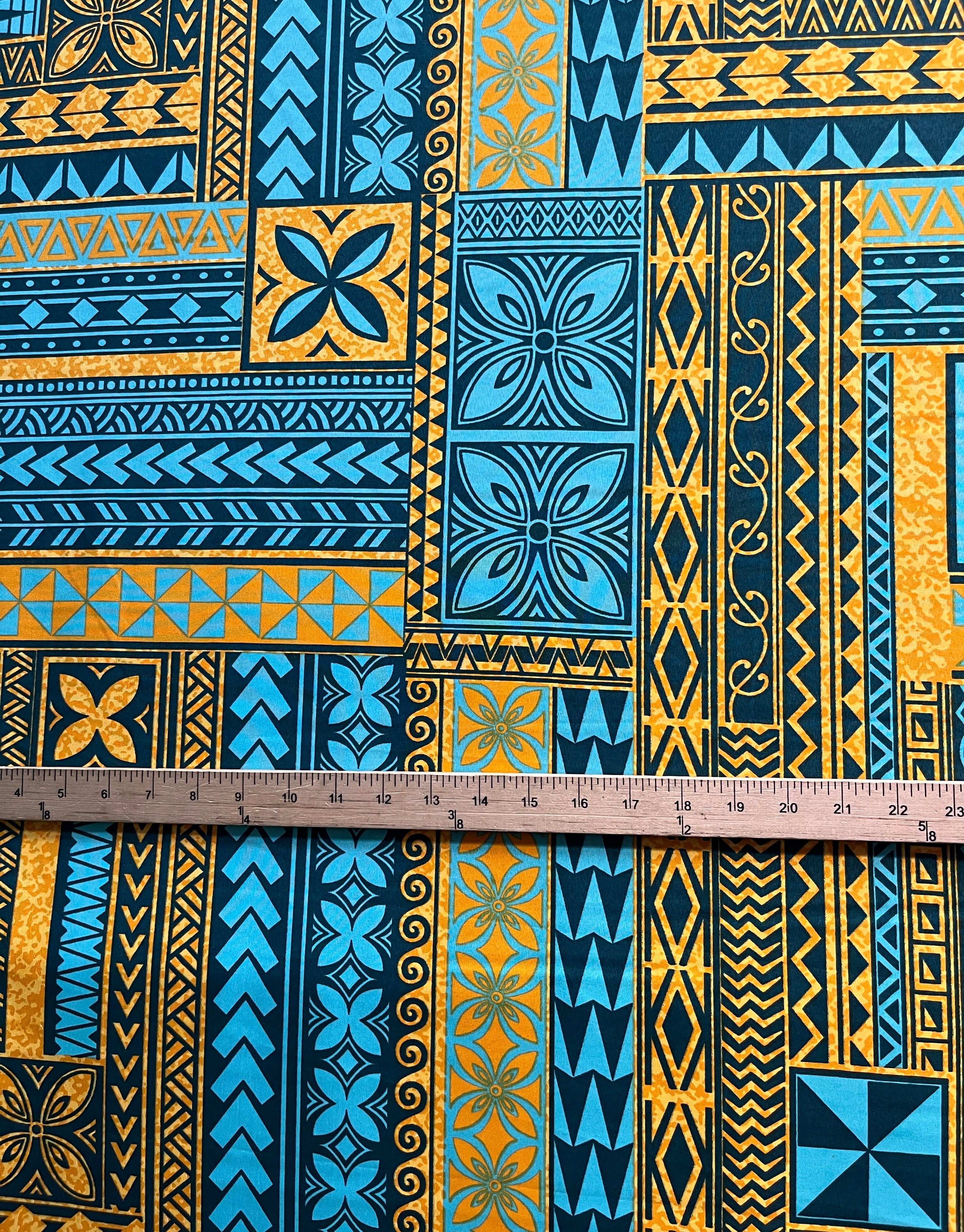 Polynesian Geometric Symmetrical design Peachskin Fabric | Islands Fabric