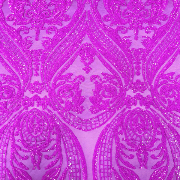 Magenta Pink Catina Sequins Lace Fabric