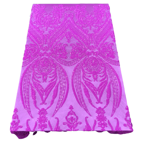 Magenta Pink Catina Sequins Lace Fabric