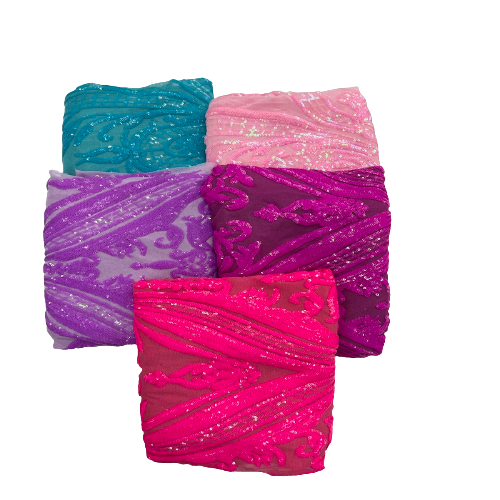 Neon Pink Catina Sequins Lace Fabric