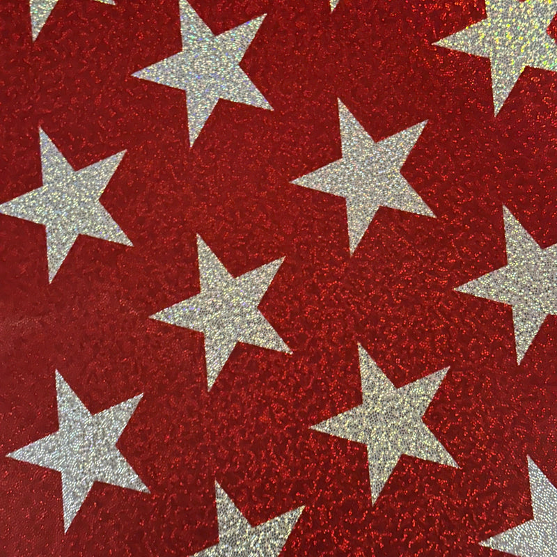 American Star Foggy Hologram: Stretch Polyester Spandex Fabric for Patriotic Designs | Spandex palace Red