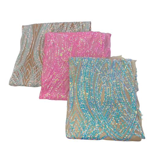 Selena Wave Stretch Sequins Fabric