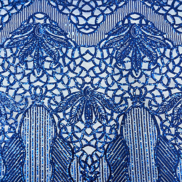 Royal Blue Bella Bee Stretch Sequins Lace Fabric