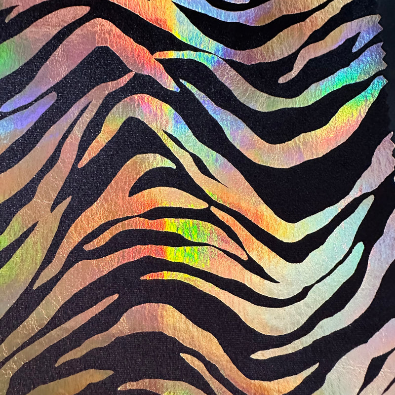 Holographic Zebra Stretch Velvet: Unleash Your Creativity! | Spandex Palace Black Gold
