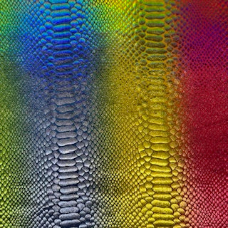 Rainbow Hologram Snake Spandex: Vibrant and Versatile 4-Way Stretch Fabric Yellow Pink Blue