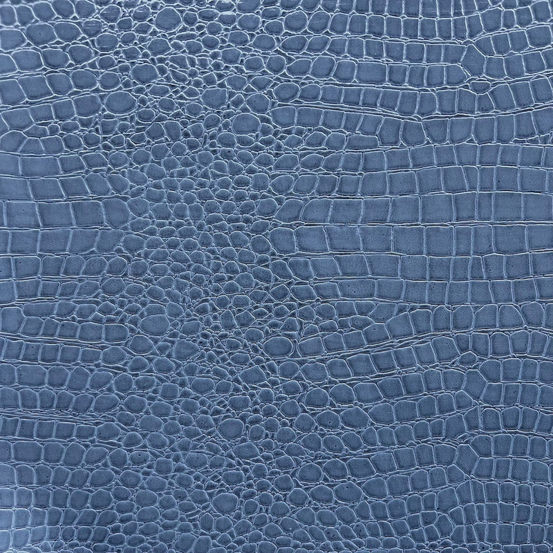 Denim Blue Crocodile Vinyl Fabric