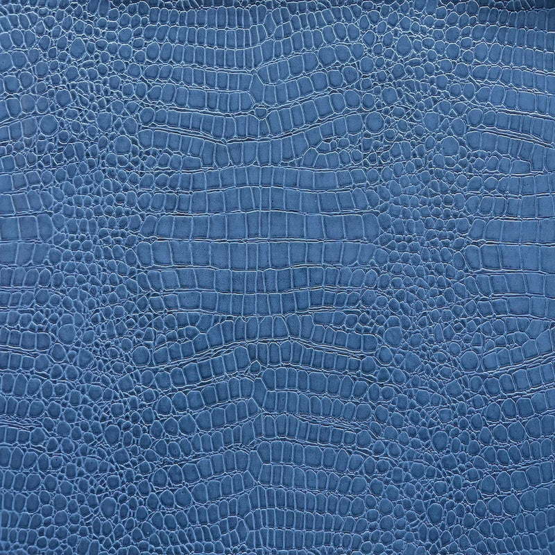 Denim Blue Crocodile Vinyl Fabric