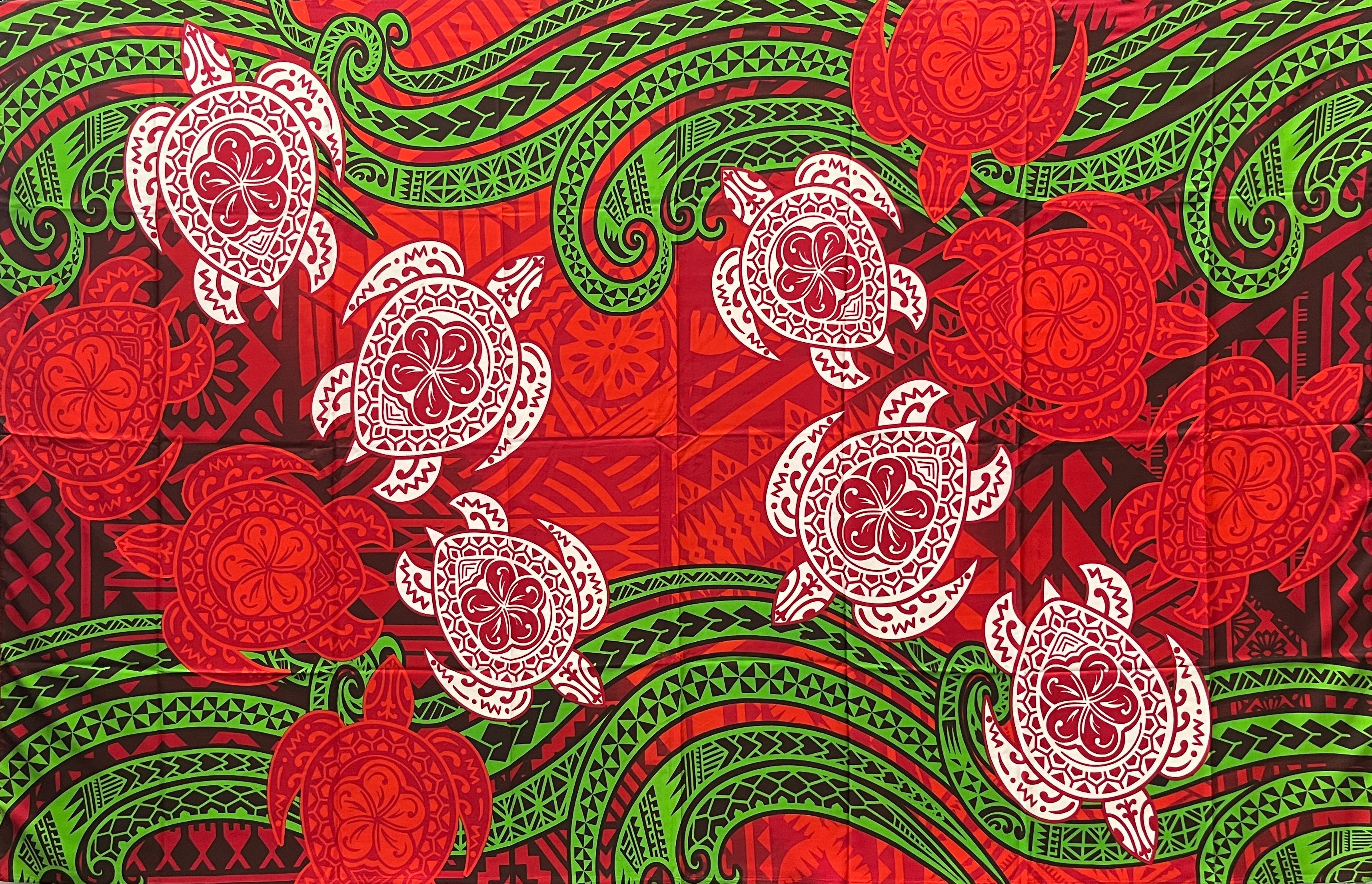 Turtles Traditional Tattoo Polyester Sarong | Islands Fabric