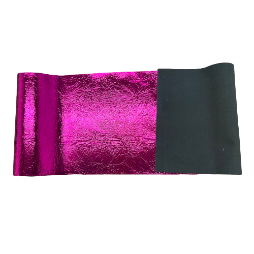 Fuchsia Crushed Distressed Foil Chrome Mirror Reflective Vinyl Fabric