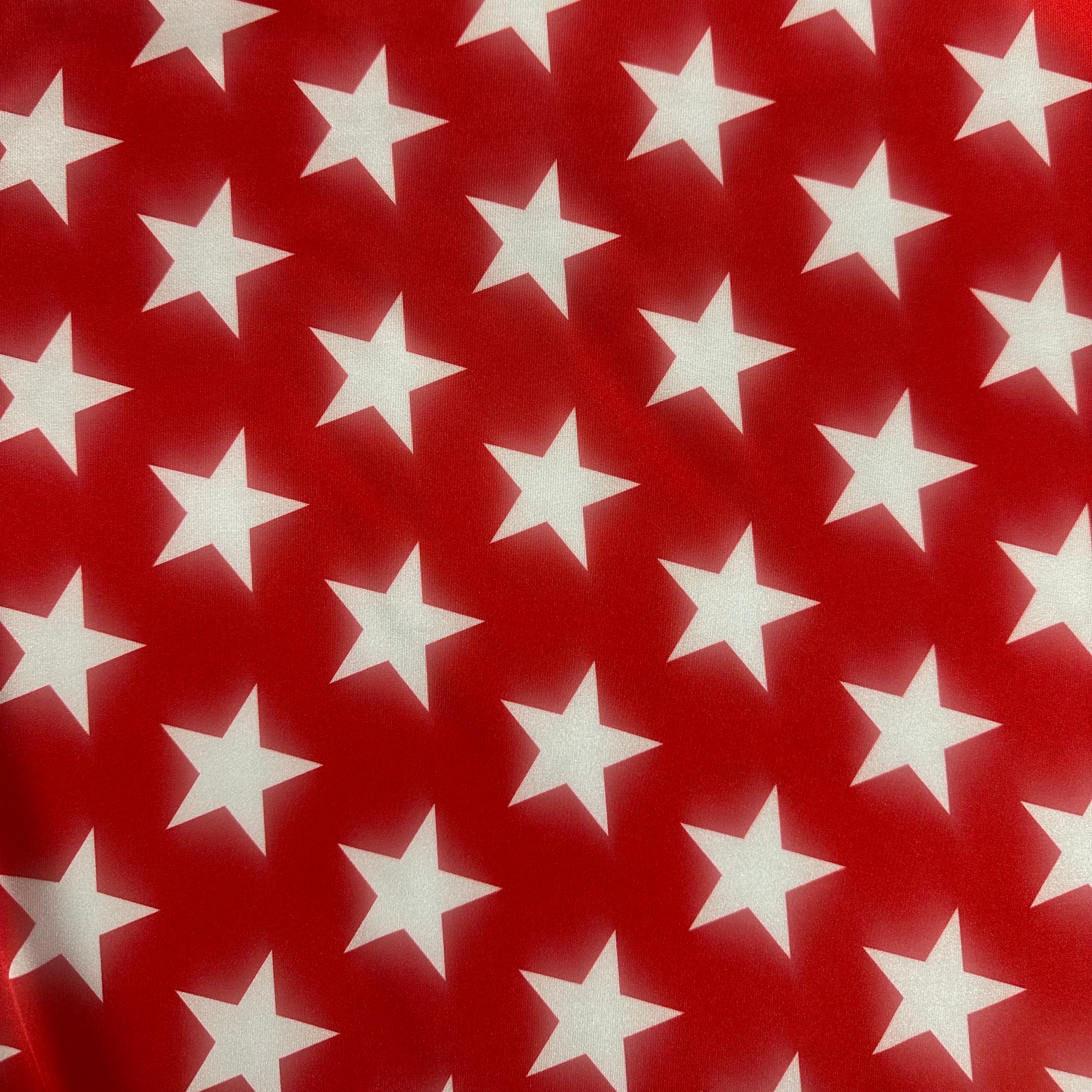 Classic Star Print Spandex Elite 4-Way Stretch Mesh | Spandex Palace Red White