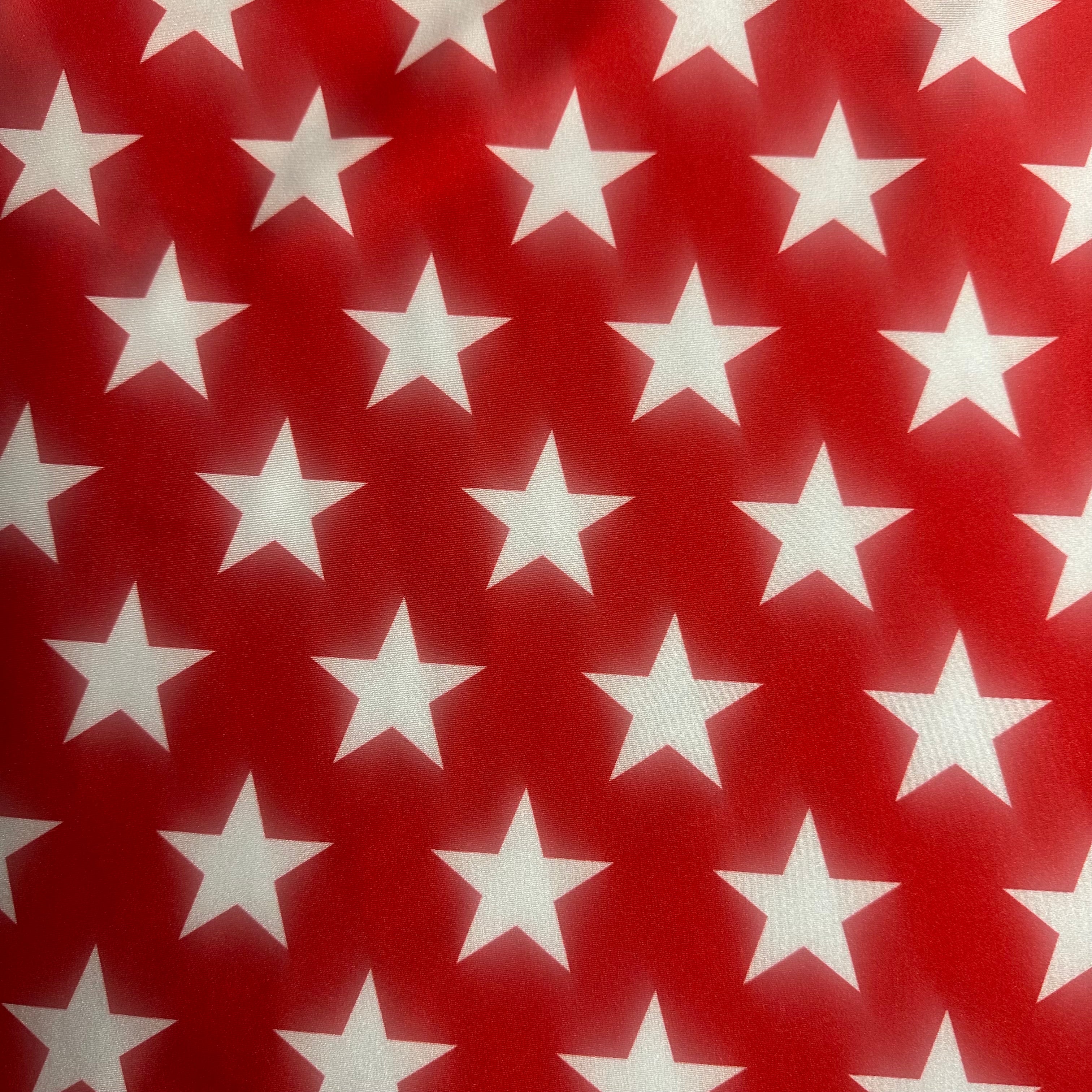 Classic Star Print Spandex Elite 4-Way Stretch Mesh | Spandex Palace Red White