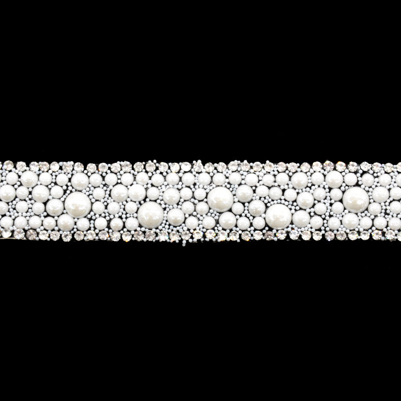 Iron-On Beaded Pearl Trim - 1/2" Width (5 Yard Roll) -  BR-485