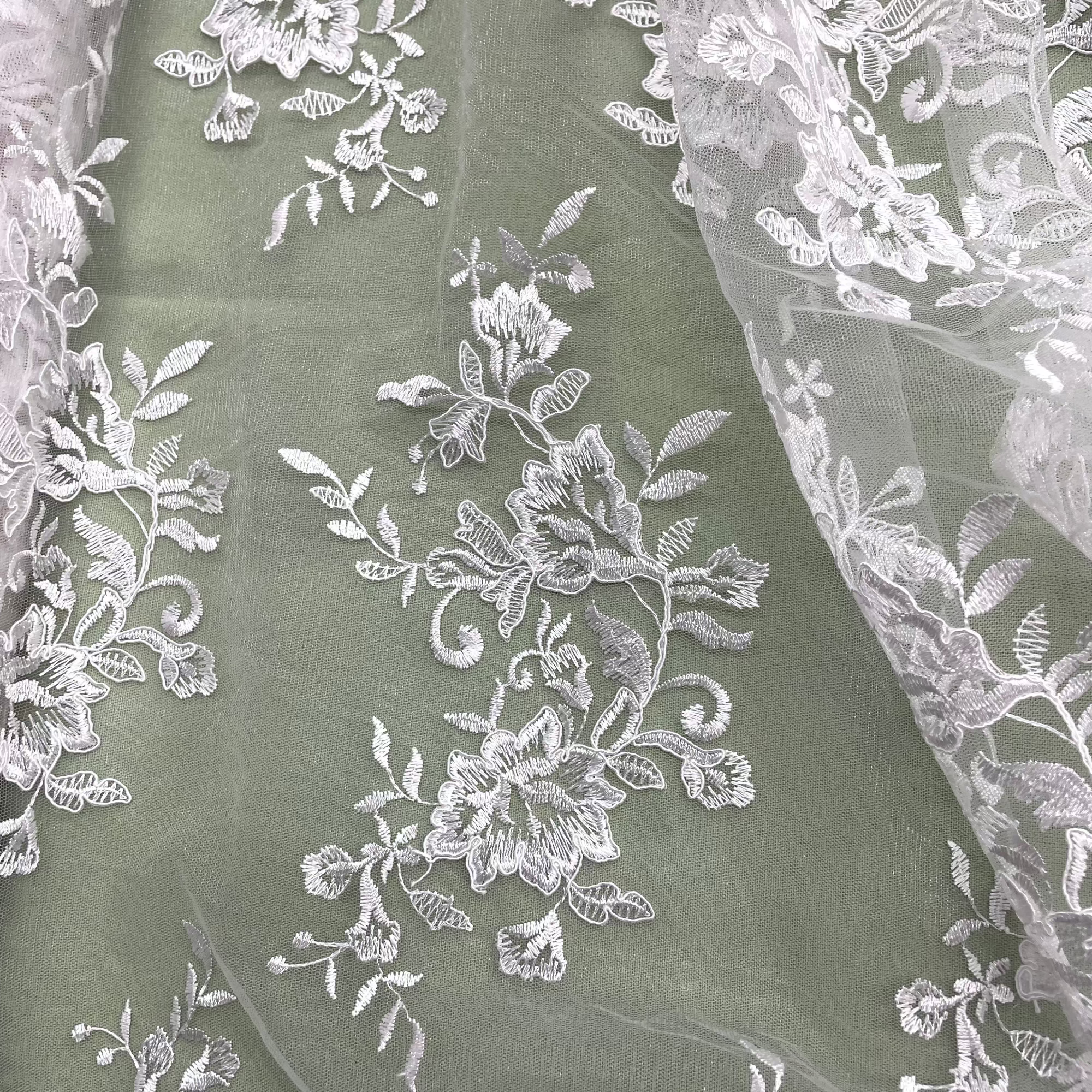 Corded Floral Lace Fabric with Scalloped Edges – Bridal & Dress Lace | Lace USA - 97154W