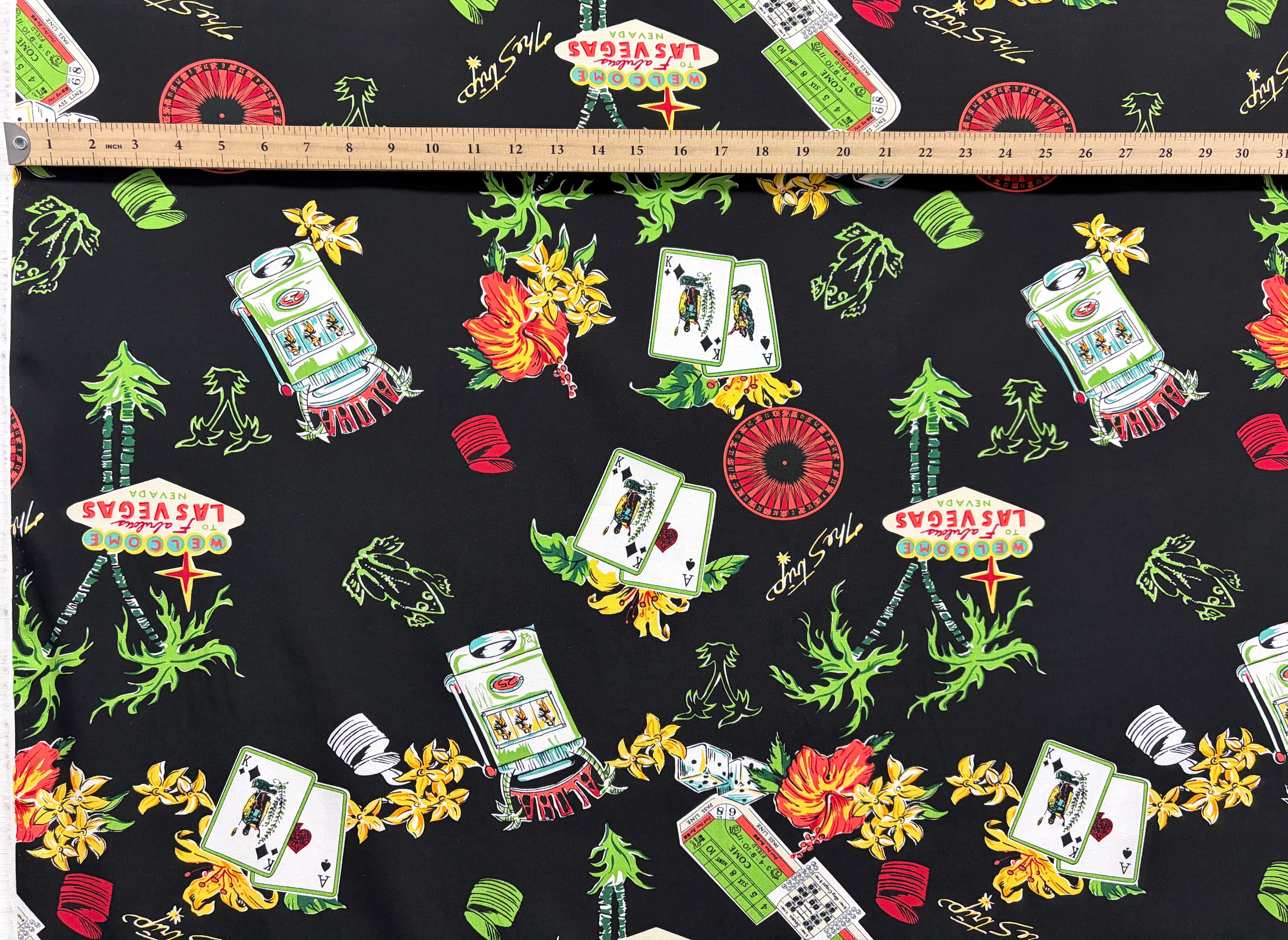Tropical Vegas Jackpot Rayon Cotton 44 " Fabric | Islands Fabric