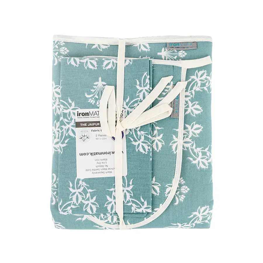 ironMATIK Jaipur Blue Ironing Mat and Glove Bundle