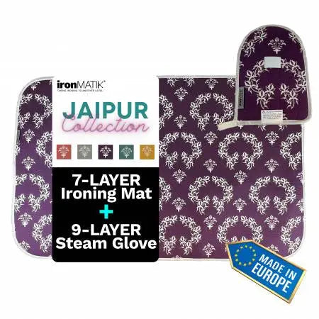 ironMATIK Jaipur Purple Ironing Mat and Glove Bundle