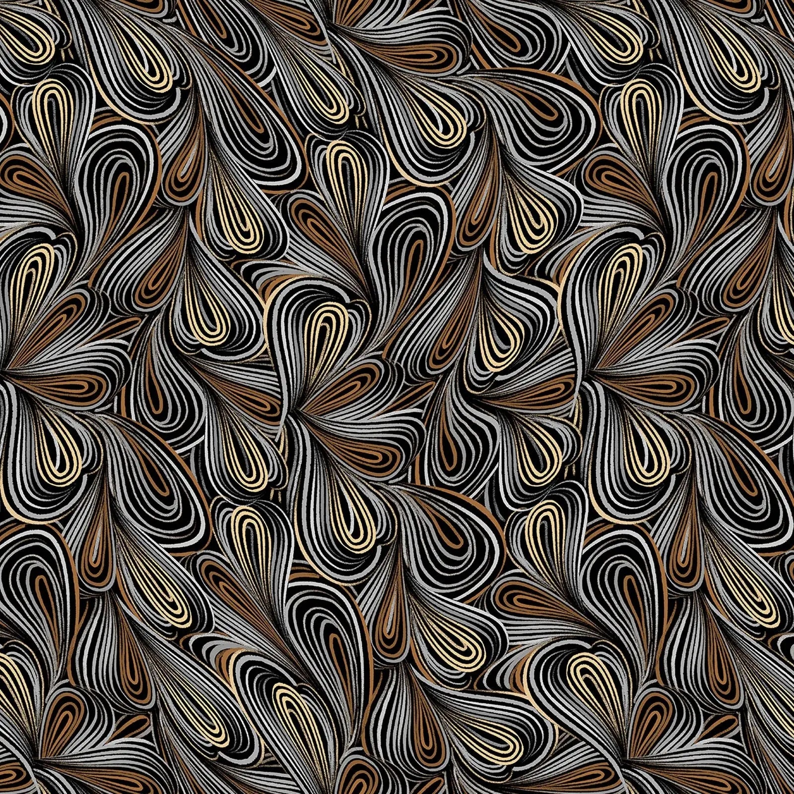Brown Multi Color Flow Cotton Wideback Fabric per yard