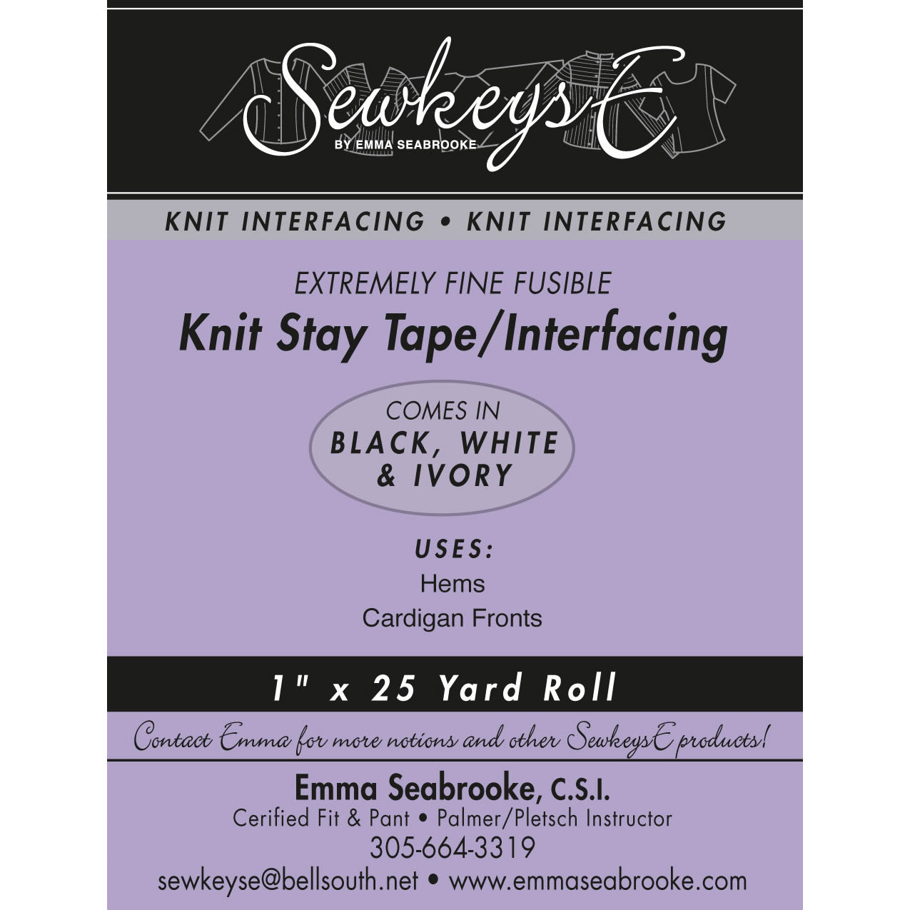SewkeysE Knit Stay Tape/Interfacing - 1" x 25yds