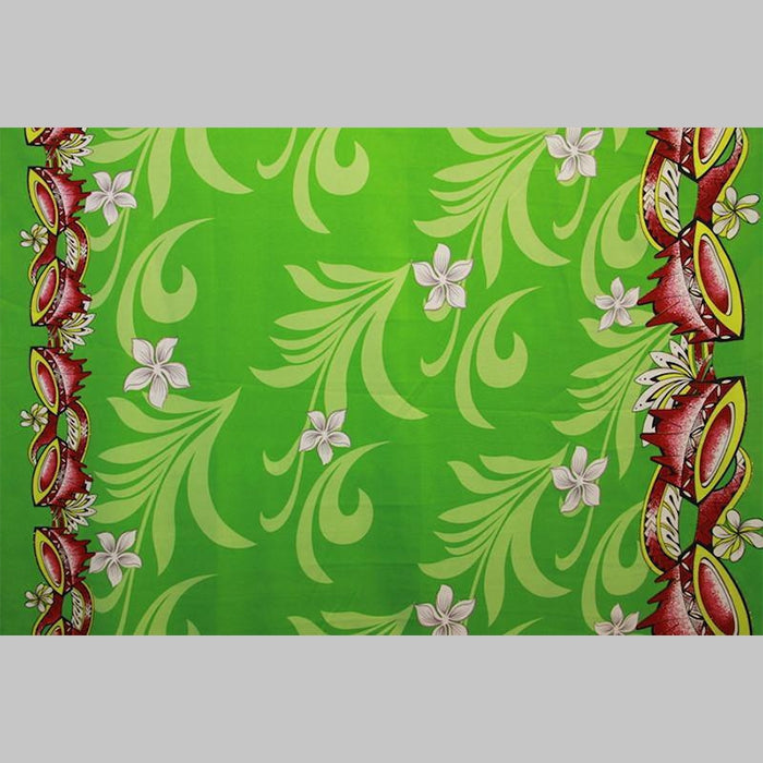 Kava Bowl Tiare Palm Leaves Double Border Polyester Fabric | Islands Fabric