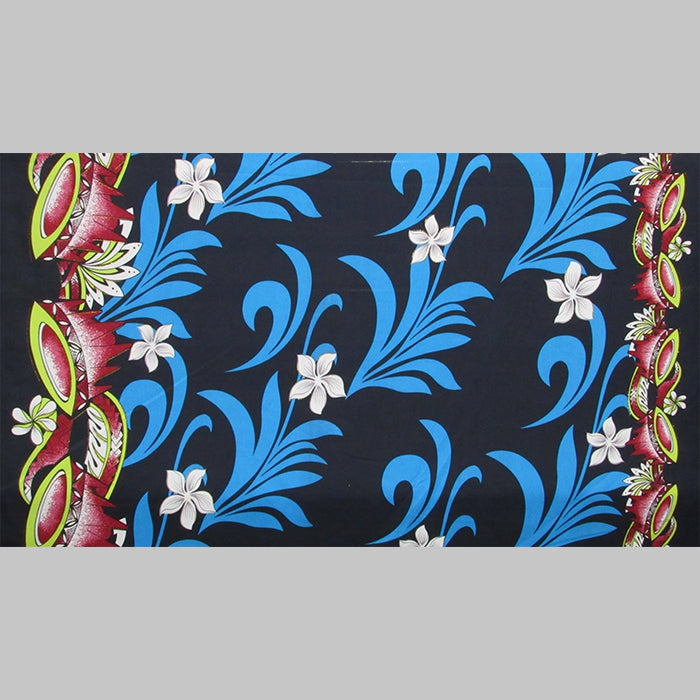 Kava Bowl Tiare Palm Leaves Double Border Polyester Fabric | Islands Fabric