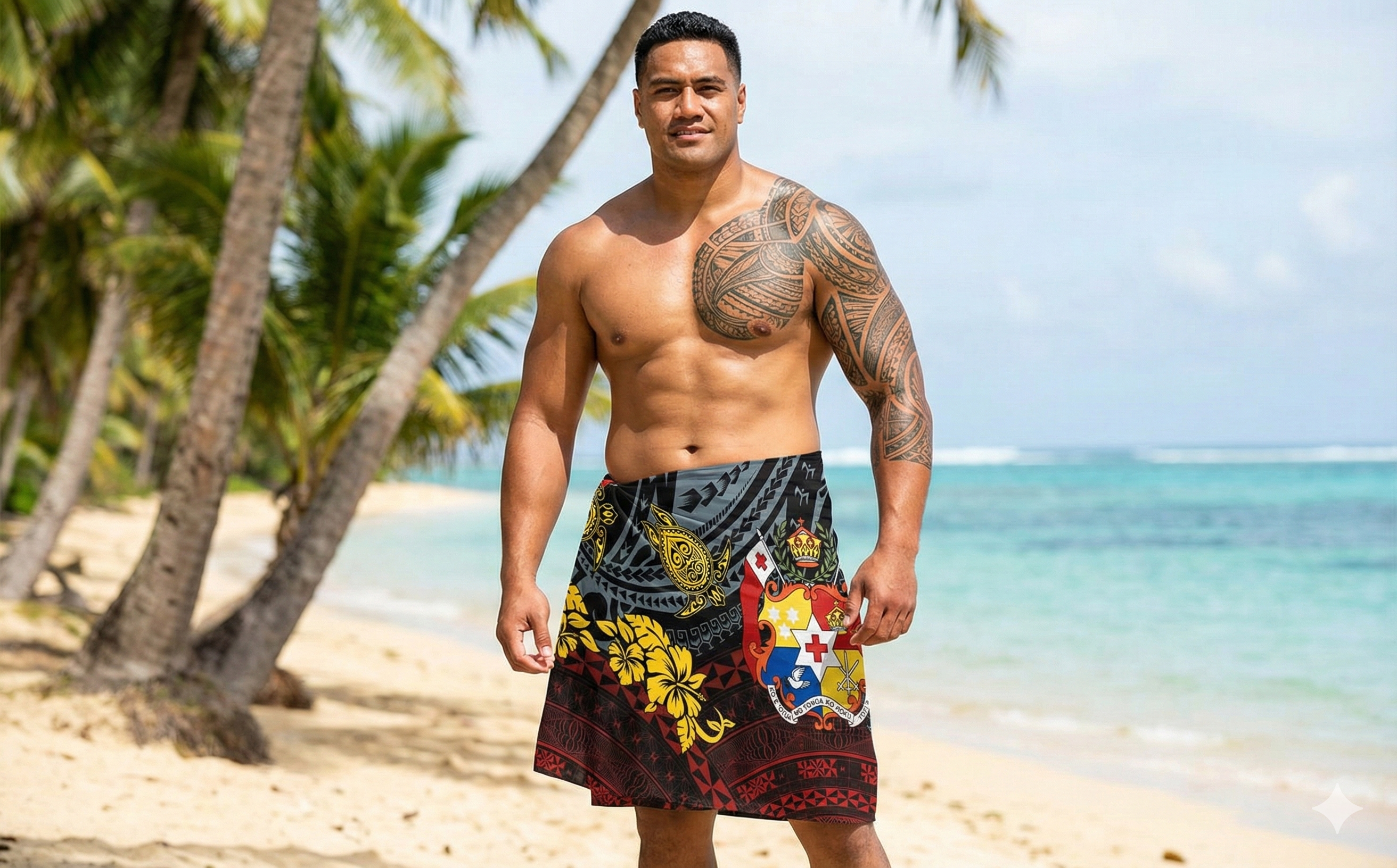 Kingdom of Tonga Hibiscus Turtle Sarong | Islands Fabric