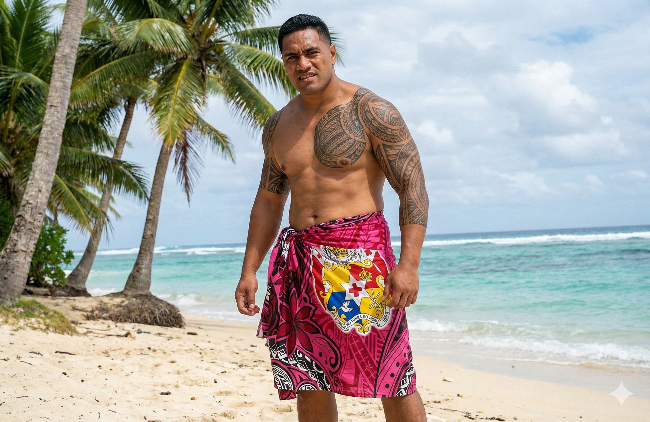 Kingdom of Tonga Seal Tiare Polyester Sarong | Islands Fabric