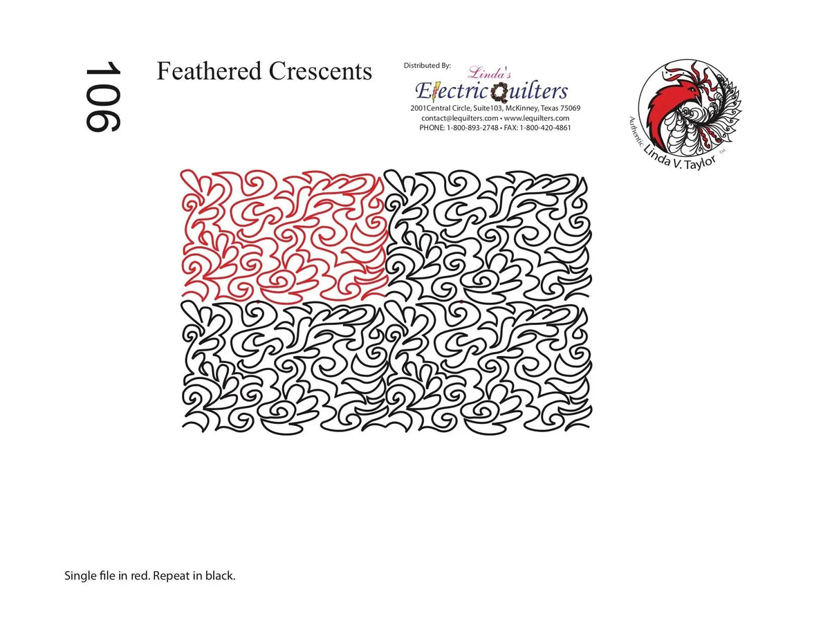 106 Feathered Crescents Pantograph by Linda V. Taylor