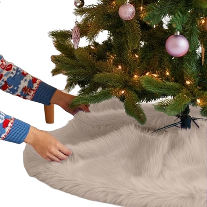 Premium Faux Fur Christmas Tree Skirt - 30" | Holiday Decorations