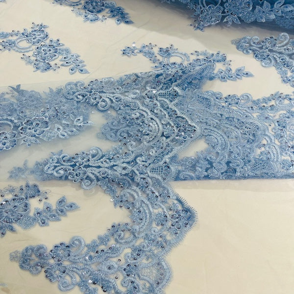 Helena Floral Beaded Lace Fabric