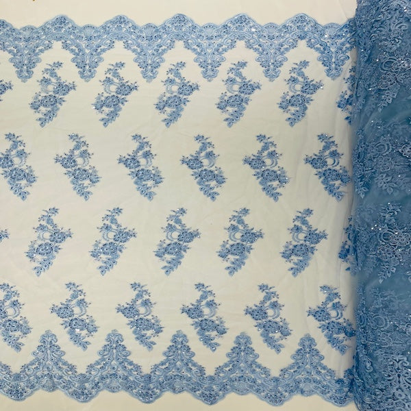 Helena Floral Beaded Lace Fabric