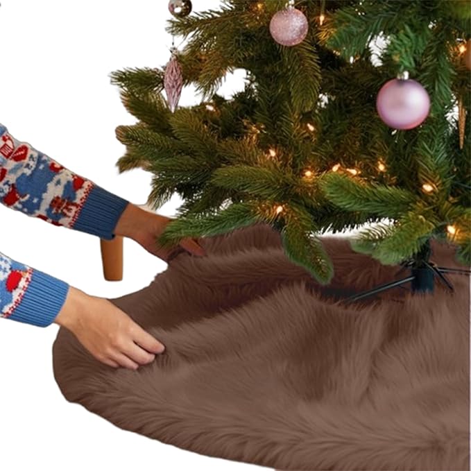 Premium Faux Fur Christmas Tree Skirt – 36 Inch Holiday Decor