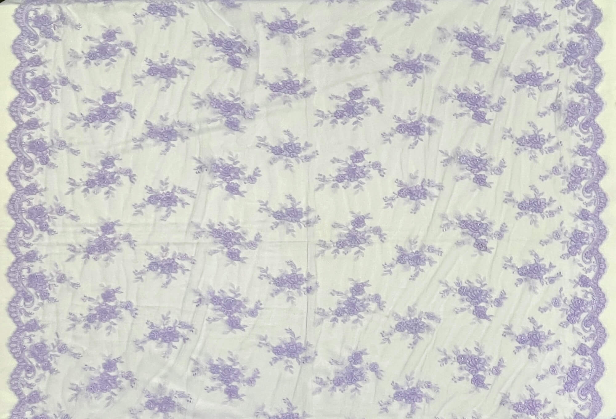 Corded Bridal Lace Fabric Embroidered on 100% Polyester Net Mesh | Lace USA - 96517W