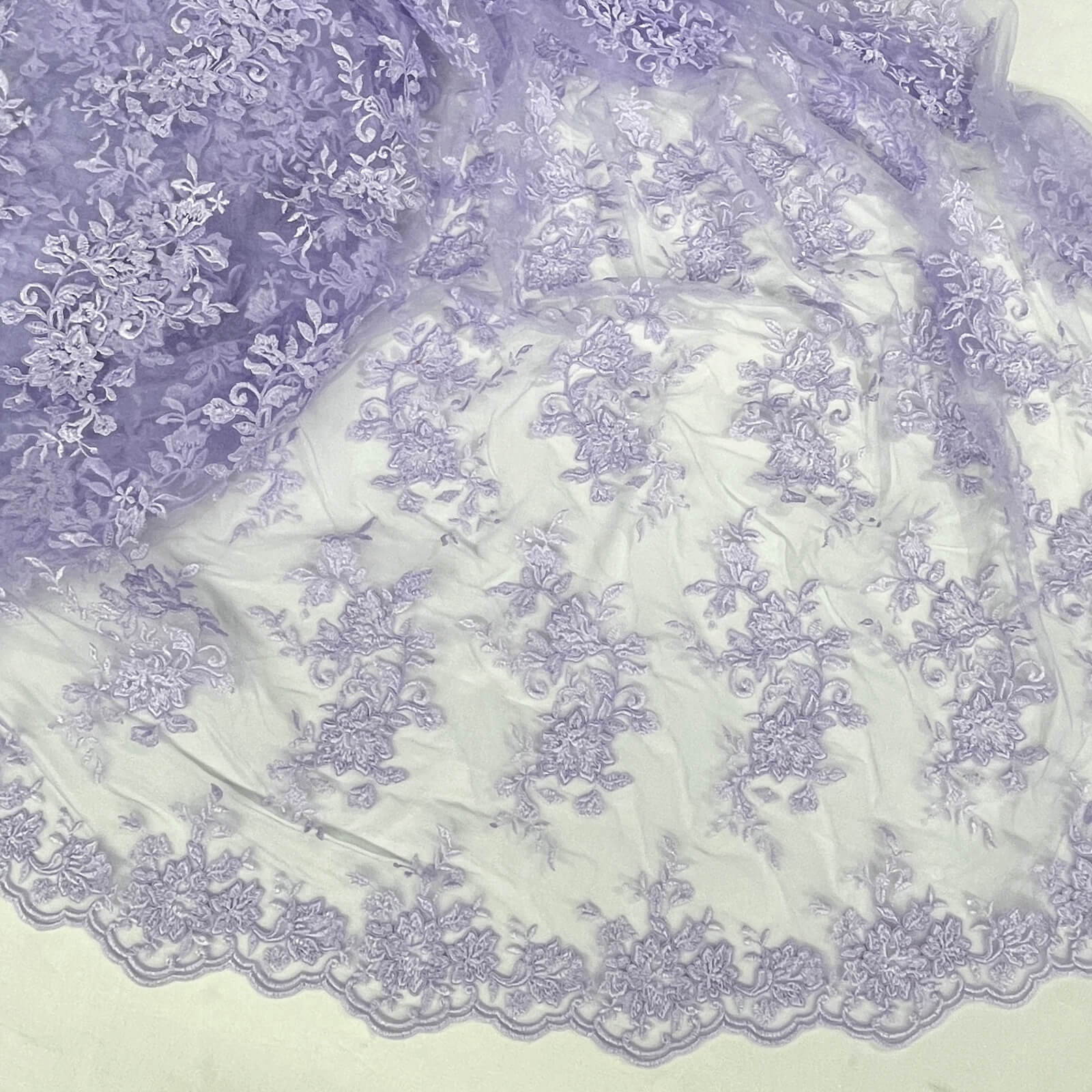 Corded Floral Lace Fabric with Scalloped Edges – Bridal & Dress Lace | Lace USA - 97154W