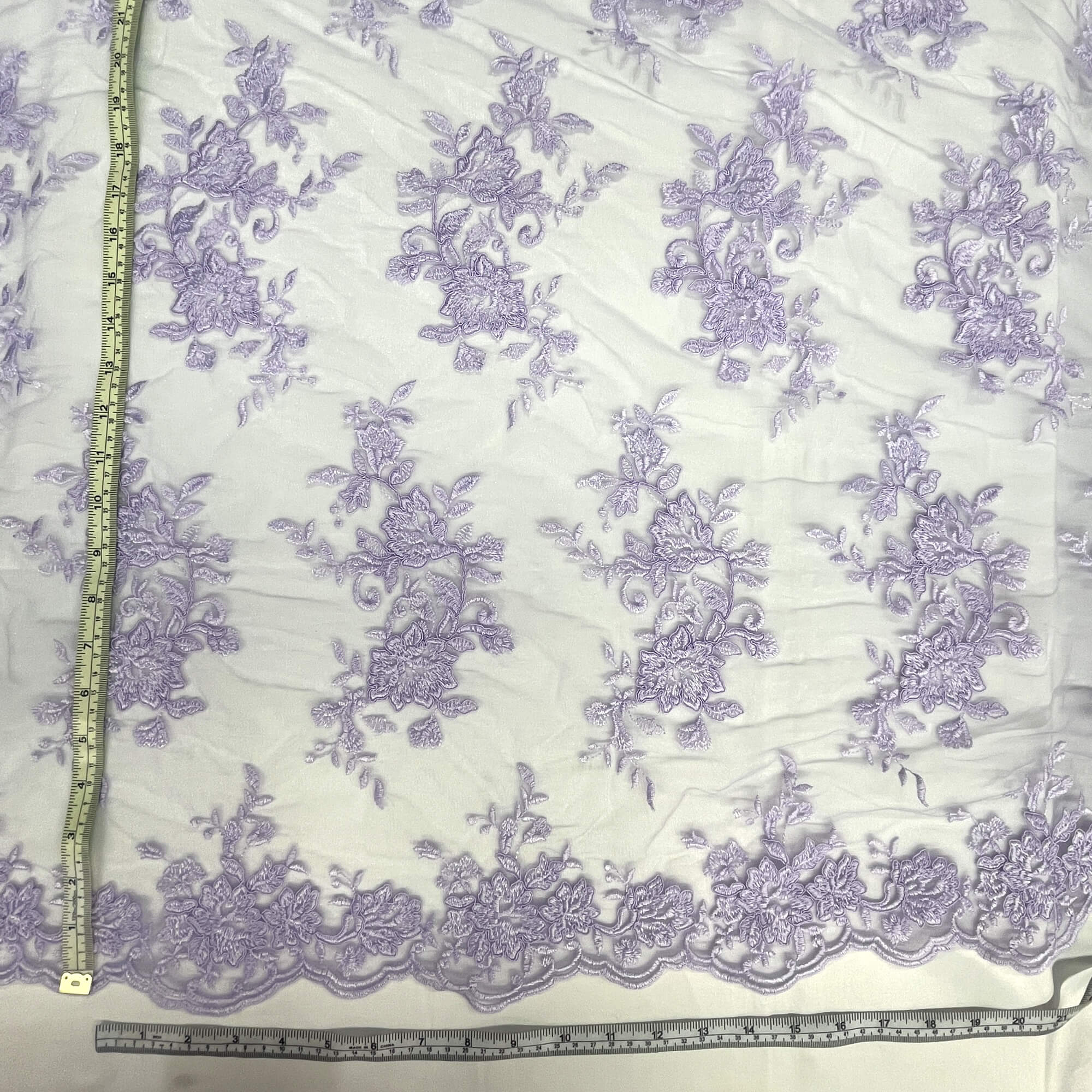 Corded Floral Lace Fabric with Scalloped Edges – Bridal & Dress Lace | Lace USA - 97154W