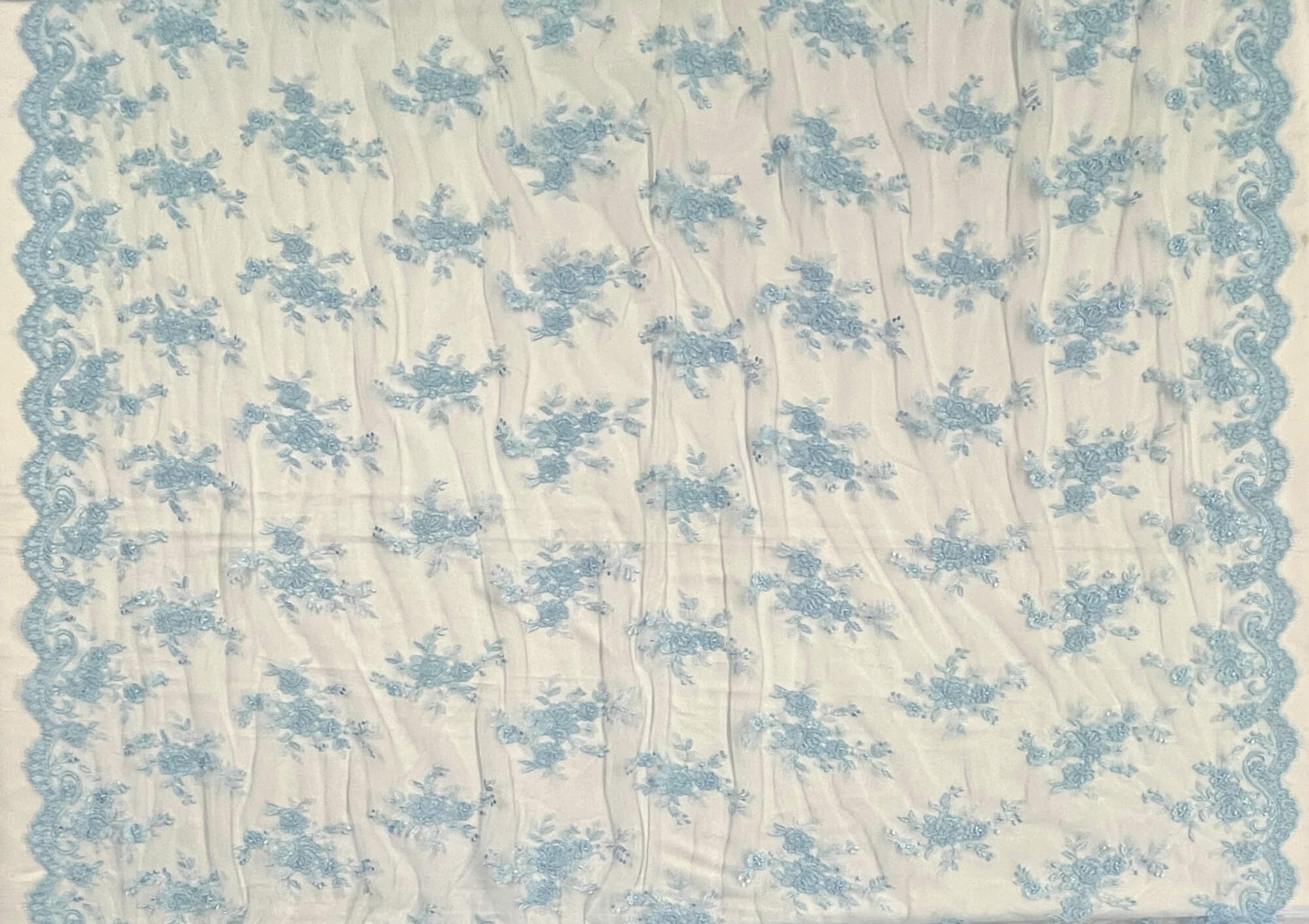 Corded Bridal Lace Fabric Embroidered on 100% Polyester Net Mesh | Lace USA - 96517W