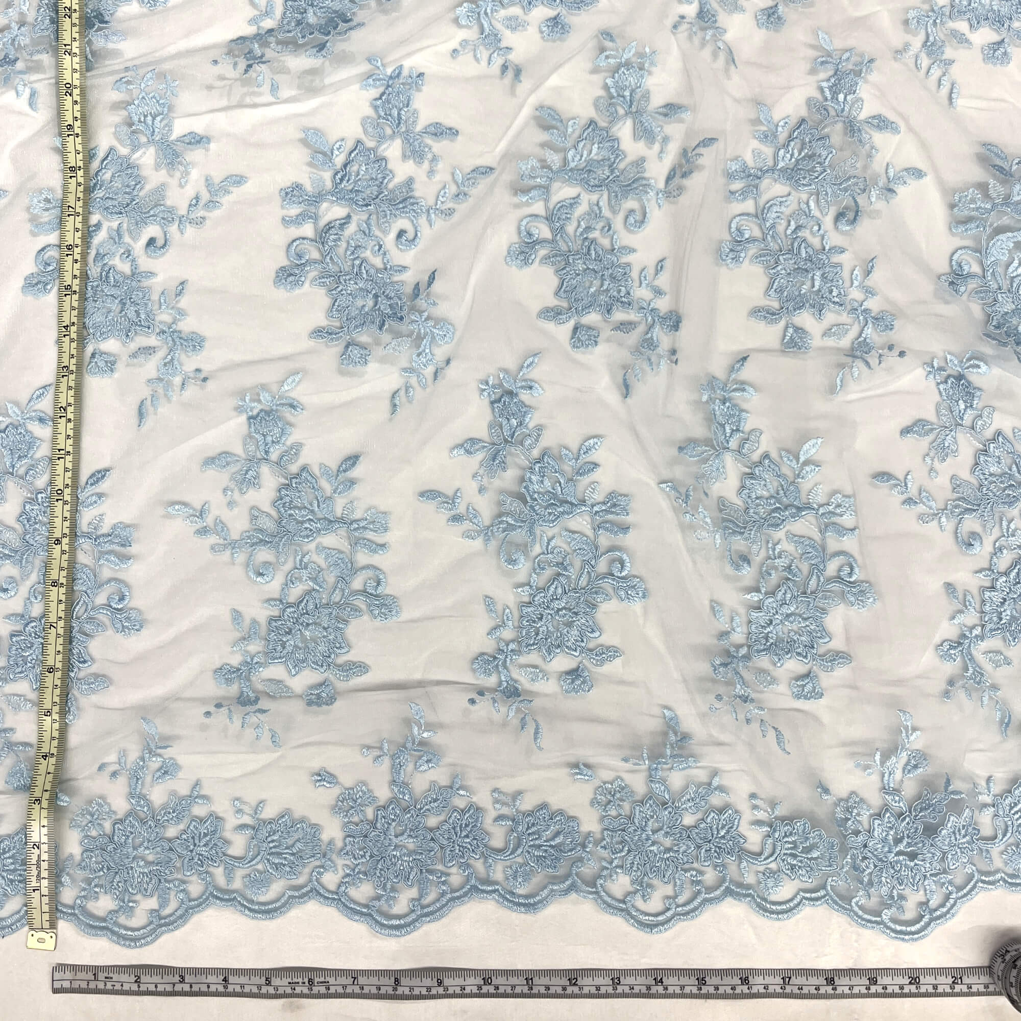 Corded Floral Lace Fabric with Scalloped Edges – Bridal & Dress Lace | Lace USA - 97154W