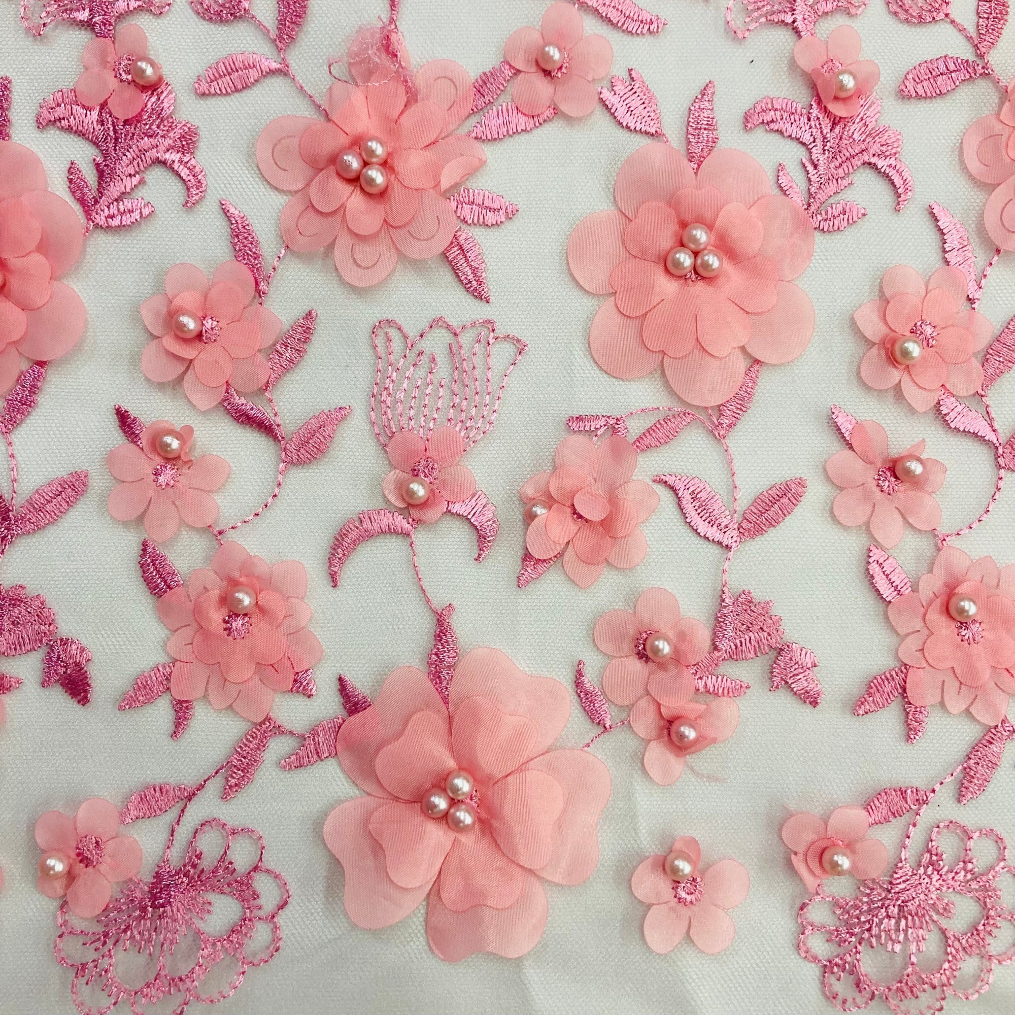 Beaded 3D Floral Lace Fabric – For Bridal, Quinceañera & Dance Dresses | Lace USA - GD-241