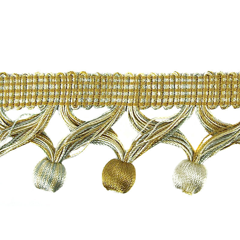 MIlante Collection - 1 3/4" Length BALL FRINGE (25 Yard Roll) - BF-1481-16/33 Ivory and Gold