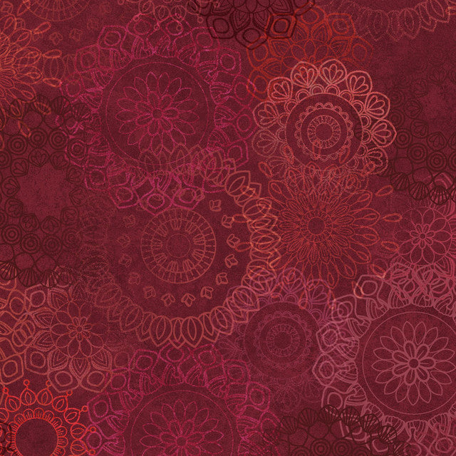 Maroon and Red Operetta Lace Flowers Cotton 43"/44" Fabric Per Yard