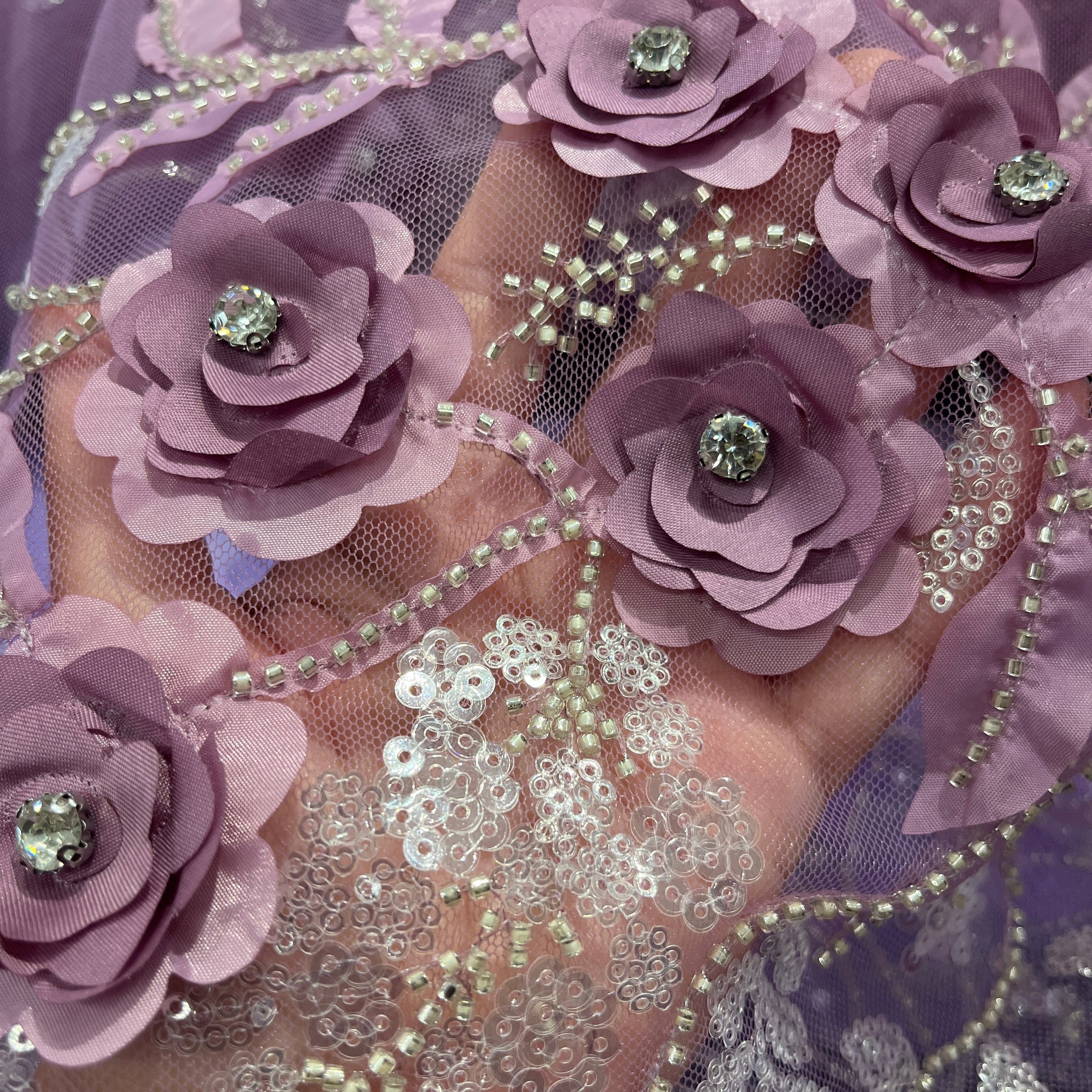 beaded fabric for dresses Beaded, Sequined 3D Floral Lace Fabric – Embroidered Mesh for Dresses