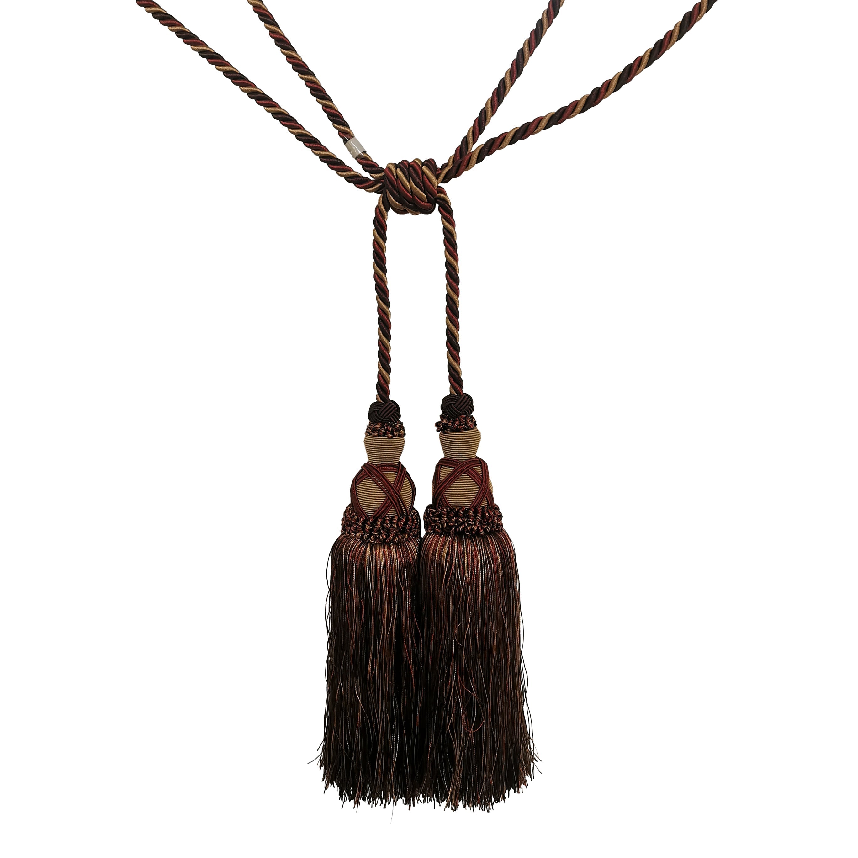 Milante Collection - 11" Length DOUBLE TASSEL TIEBACK - BT-622-06/18 Brown and Copper
